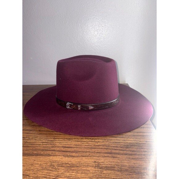 rockin c women's rowdy maroon wool cowboy hat - Picture 1 of 9